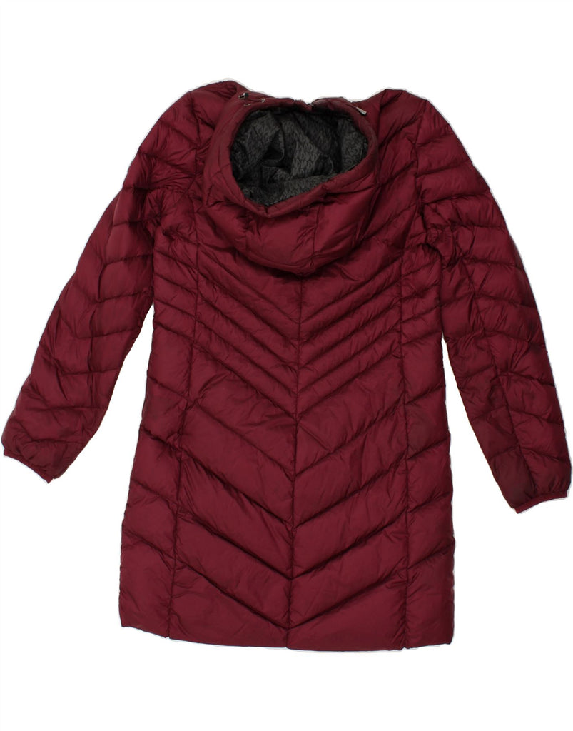 MICHAEL KORS Womens Hooded Padded Coat UK 10 Small Burgundy Polyester | Vintage Michael Kors | Thrift | Second-Hand Michael Kors | Used Clothing | Messina Hembry 