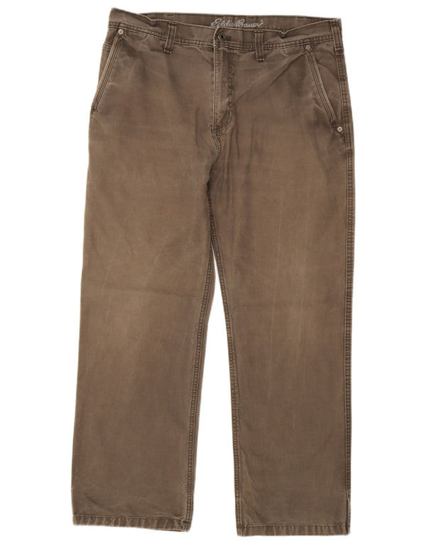 Eddie Bauer Mens Straight Cargo Trousers W36 L30 Grey Cotton