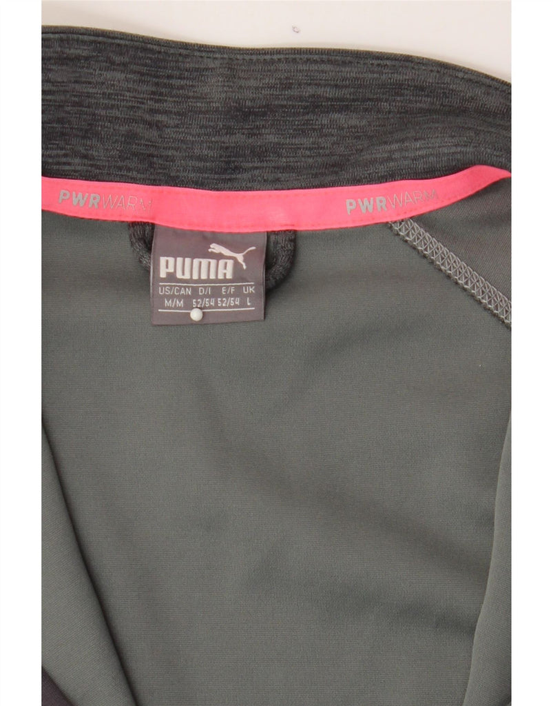 PUMA Womens Zip Neck Sweatshirt Jumper UK 16 Large Grey Flecked Vintage Puma and Second-Hand Puma from Messina Hembry 