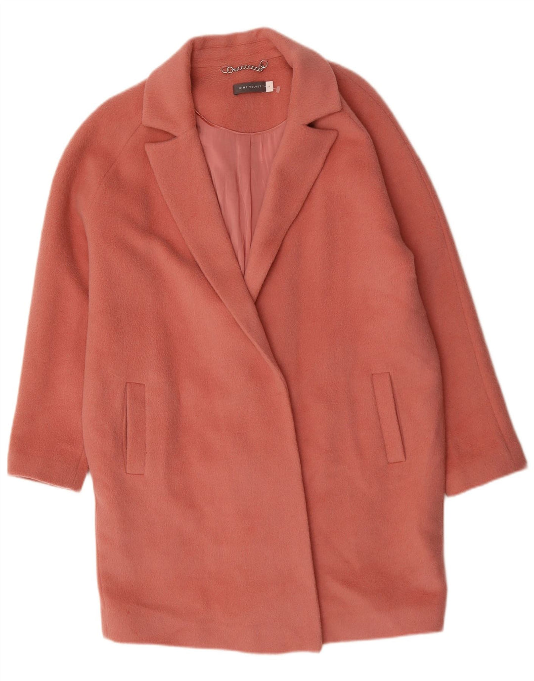 MINT VELVET Womens Oversized Open Overcoat UK 14 Large Pink Wool