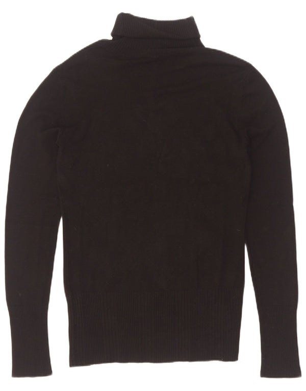 Guess Womens Graphic Roll Neck Jumper Sweater UK 12 Medium Black