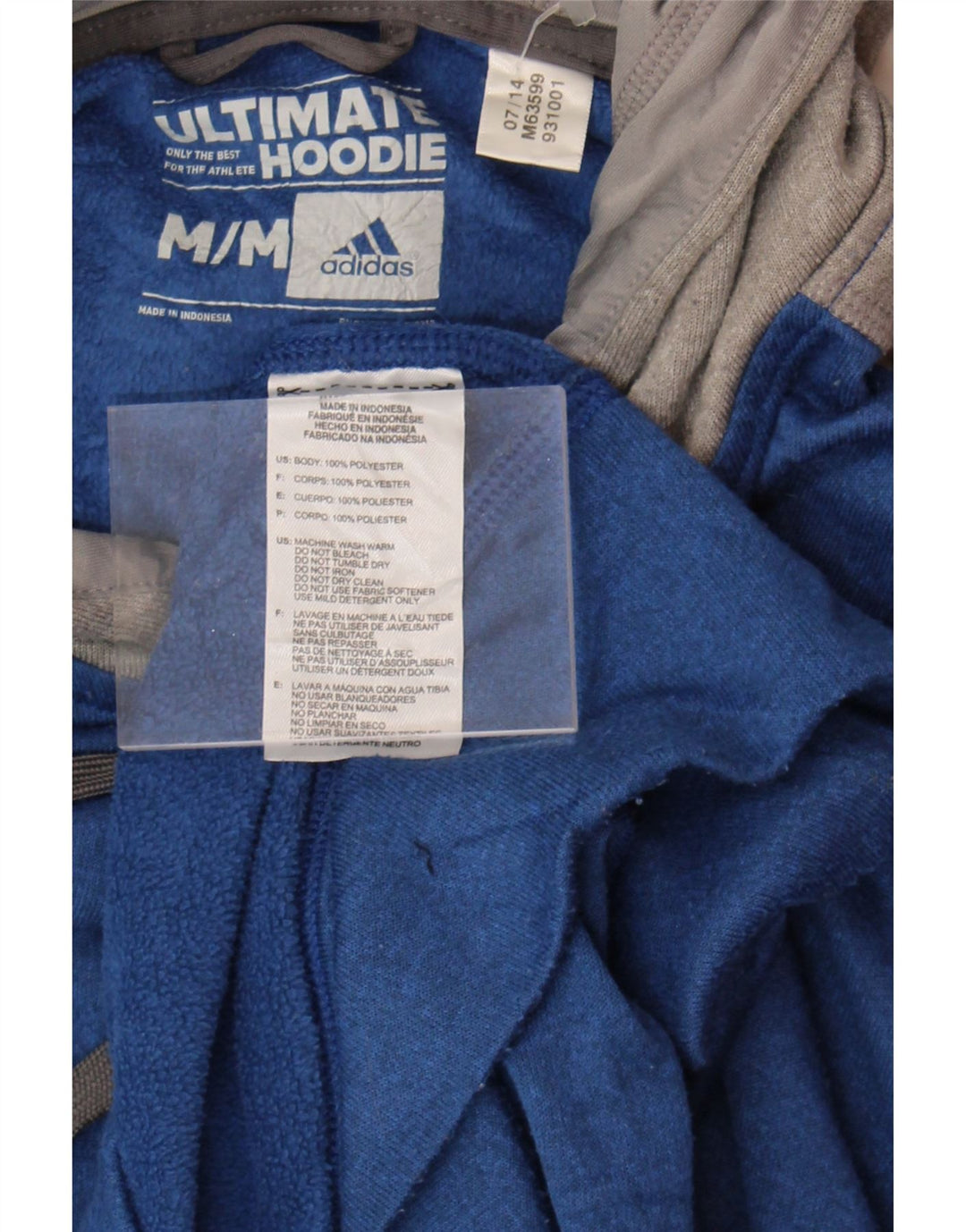 ADIDAS Mens Hoodie Jumper Medium Blue Colourblock Polyester Vintage Adidas and Second-Hand Adidas from Messina Hembry 