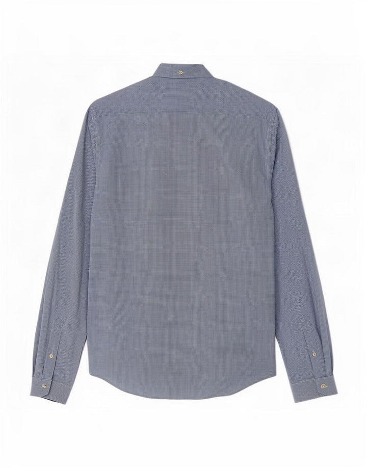 Barbour Mens Slim Fit Shirt Medium Blue Gingham Cotton