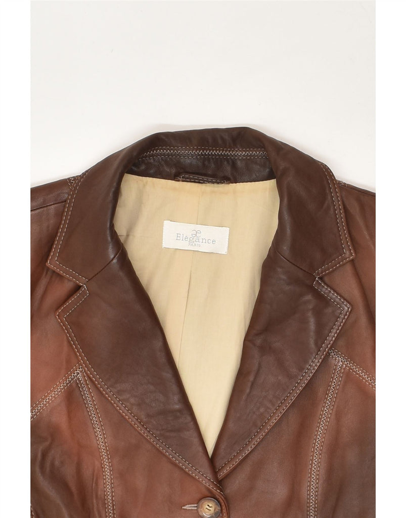 ELEGANCE Womens Leather Jacket UK 20 2XL Brown Leather | Vintage Elegance | Thrift | Second-Hand Elegance | Used Clothing | Messina Hembry 