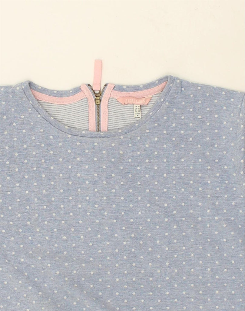 JOULES Womens Top Long Sleeve UK 14 Large Grey Polka Dot Cotton | Vintage Joules | Thrift | Second-Hand Joules | Used Clothing | Messina Hembry 