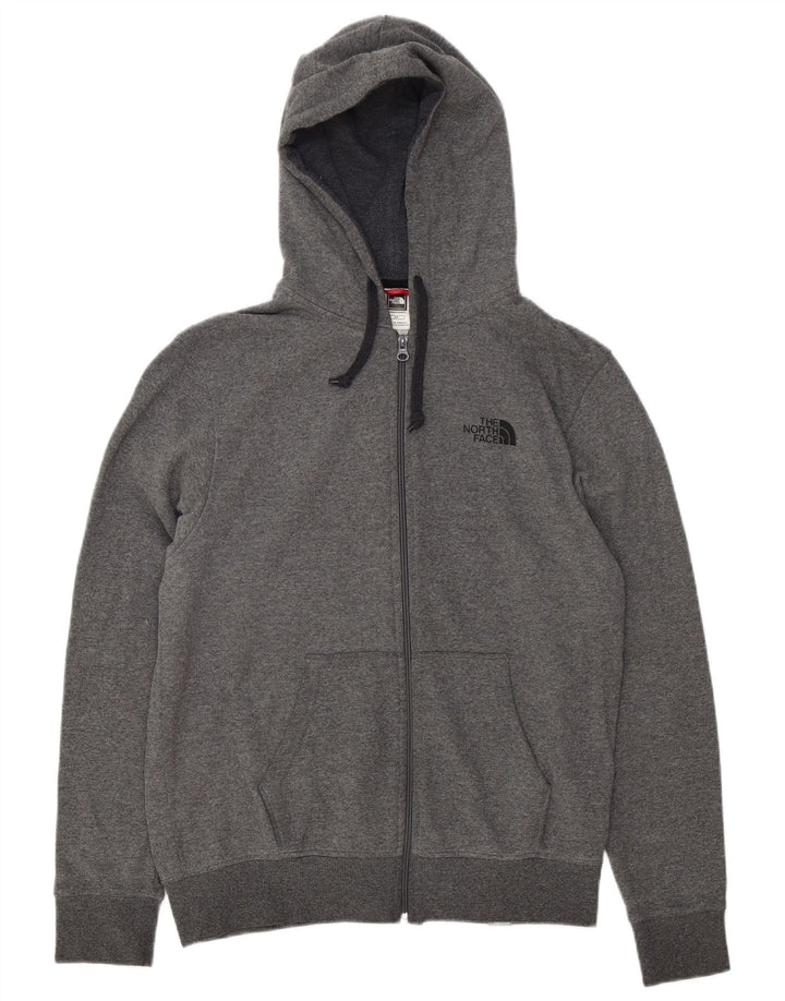 The North Face Mens Zip Hoodie Sweater Small Grey Cotton