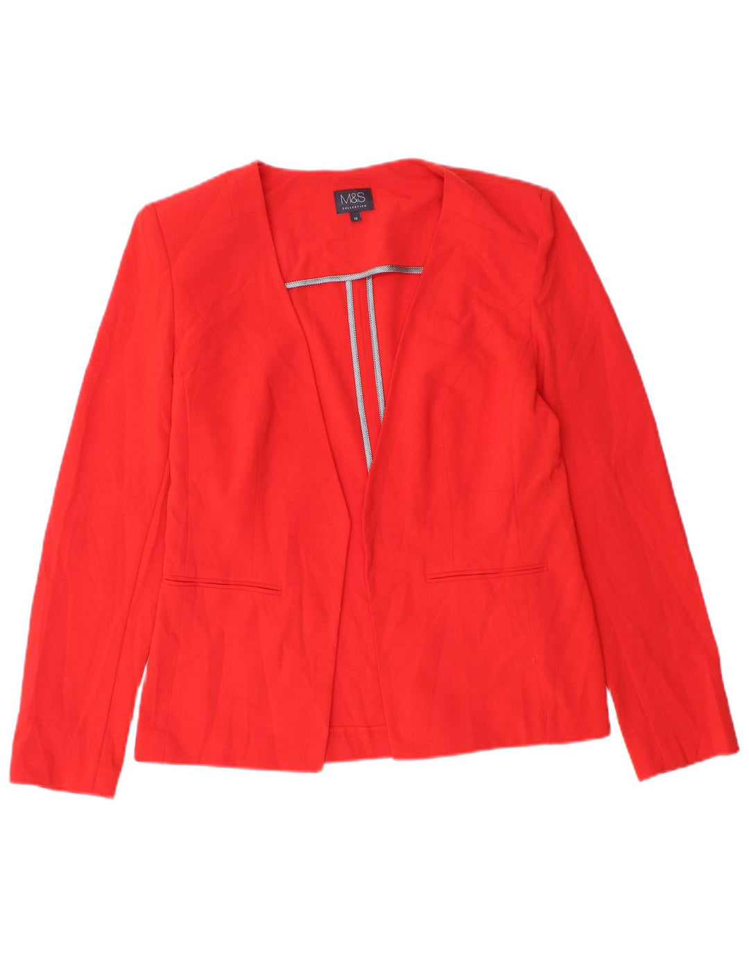 Marks & Spencer Womens Open Blazer Jacket UK 10 Small Red Polyester