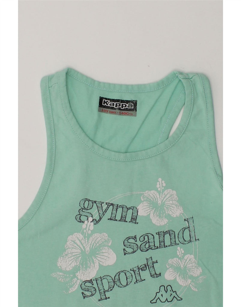 KAPPA Girls Graphic Vest Top 9-10 Years Green Cotton | Vintage Kappa | Thrift | Second-Hand Kappa | Used Clothing | Messina Hembry 