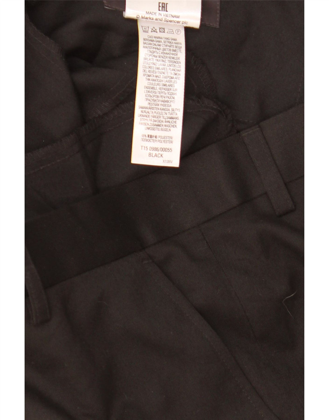 Marks & Spencer Mens Regular Suit Trousers W36 L25 Black Polyester