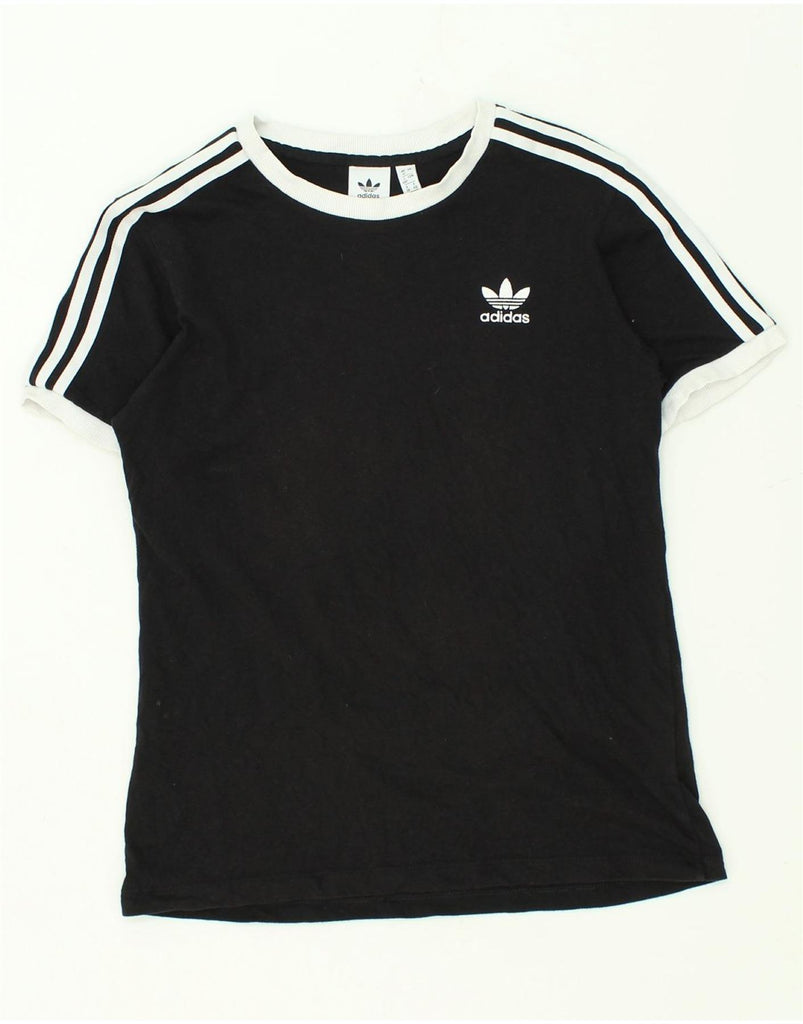 ADIDAS Womens Graphic T-Shirt Top UK 12 Medium Black Cotton | Vintage Adidas | Thrift | Second-Hand Adidas | Used Clothing | Messina Hembry 