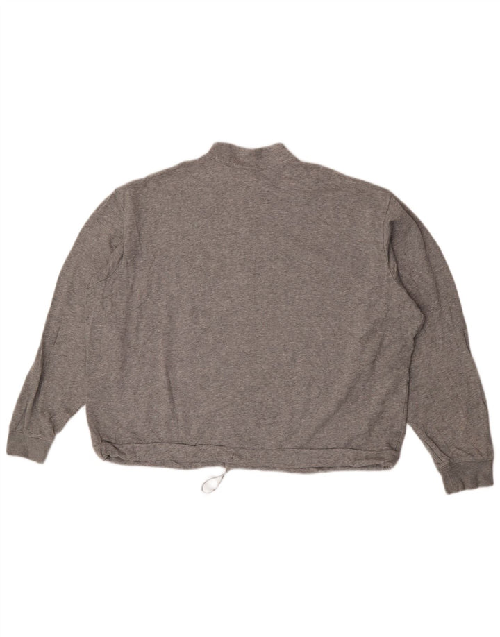 Nike Womens Oversized Zip Neck Sweatshirt Jumper UK 18 XL Grey Flecked