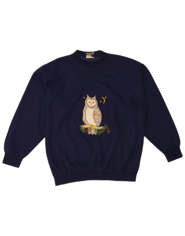 Acorn Womens Graphic Oversized Sweatshirt Jumper UK 10 Small Navy Blue