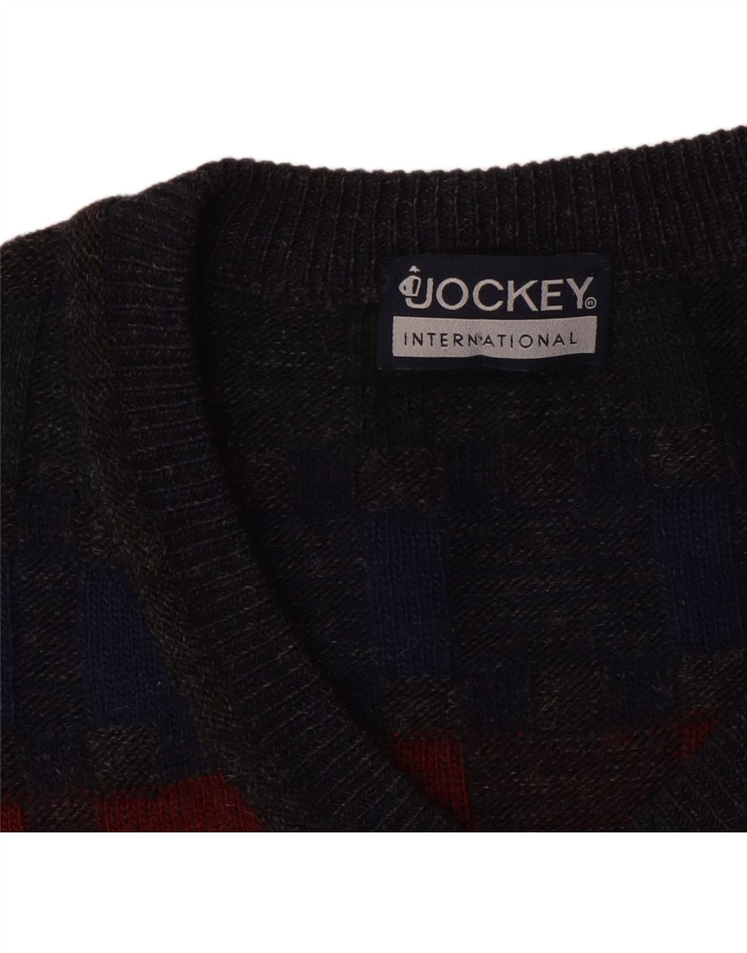 Jockey Mens V-Neck Jumper Sweater 2XL Grey Check