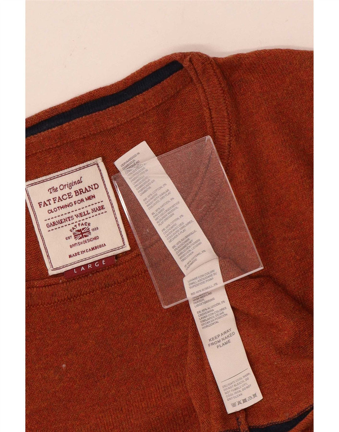 Fat Face Mens Crew Neck Jumper Sweater Large Brown Cotton