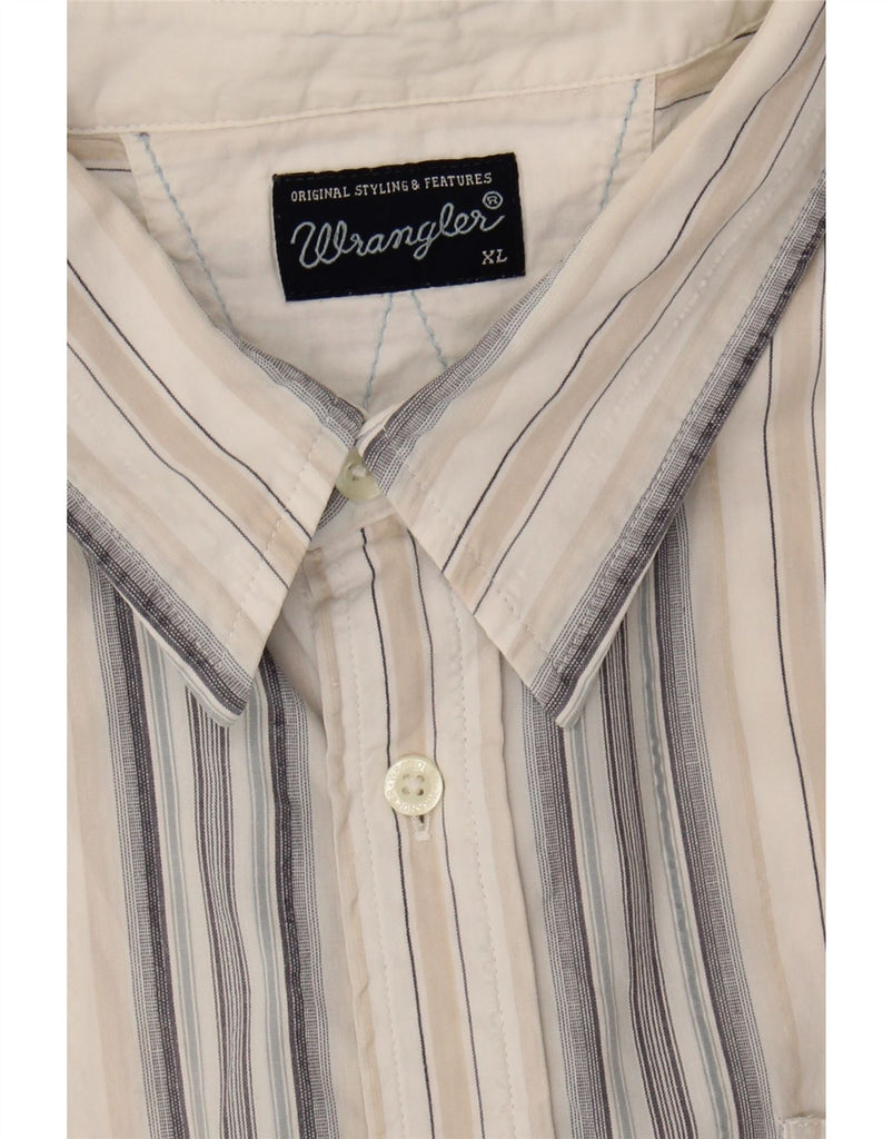 WRANGLER Mens Short Sleeve Shirt XL Grey Striped Cotton Vintage Wrangler and Second-Hand Wrangler from Messina Hembry 