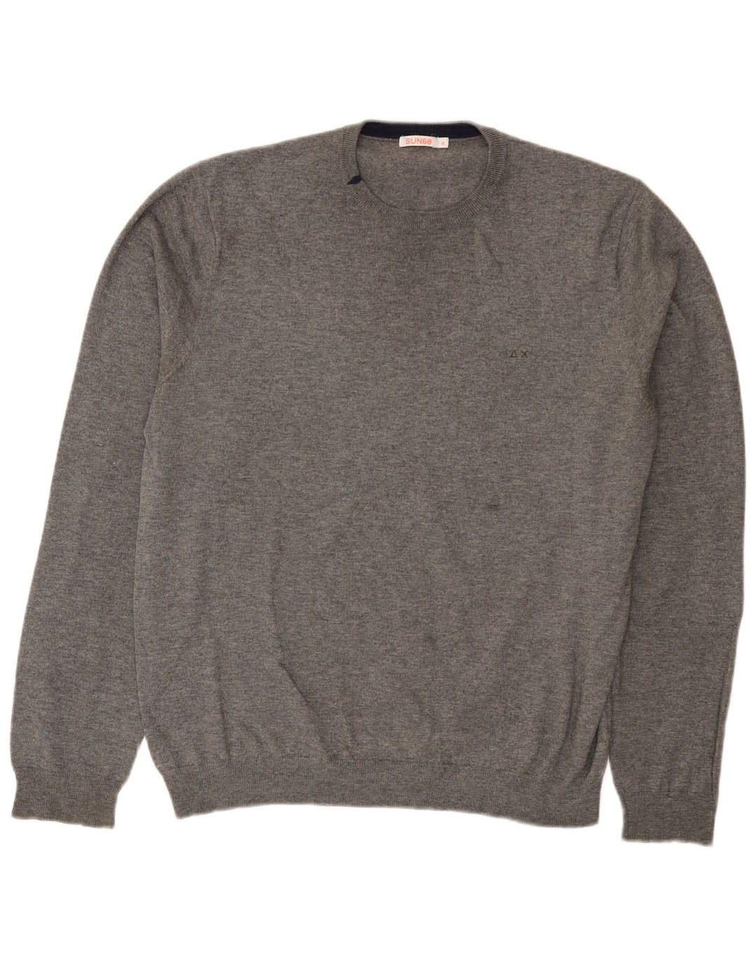 Sun68 Mens Regular Fit Crew Neck Jumper Sweater XL Grey Wool