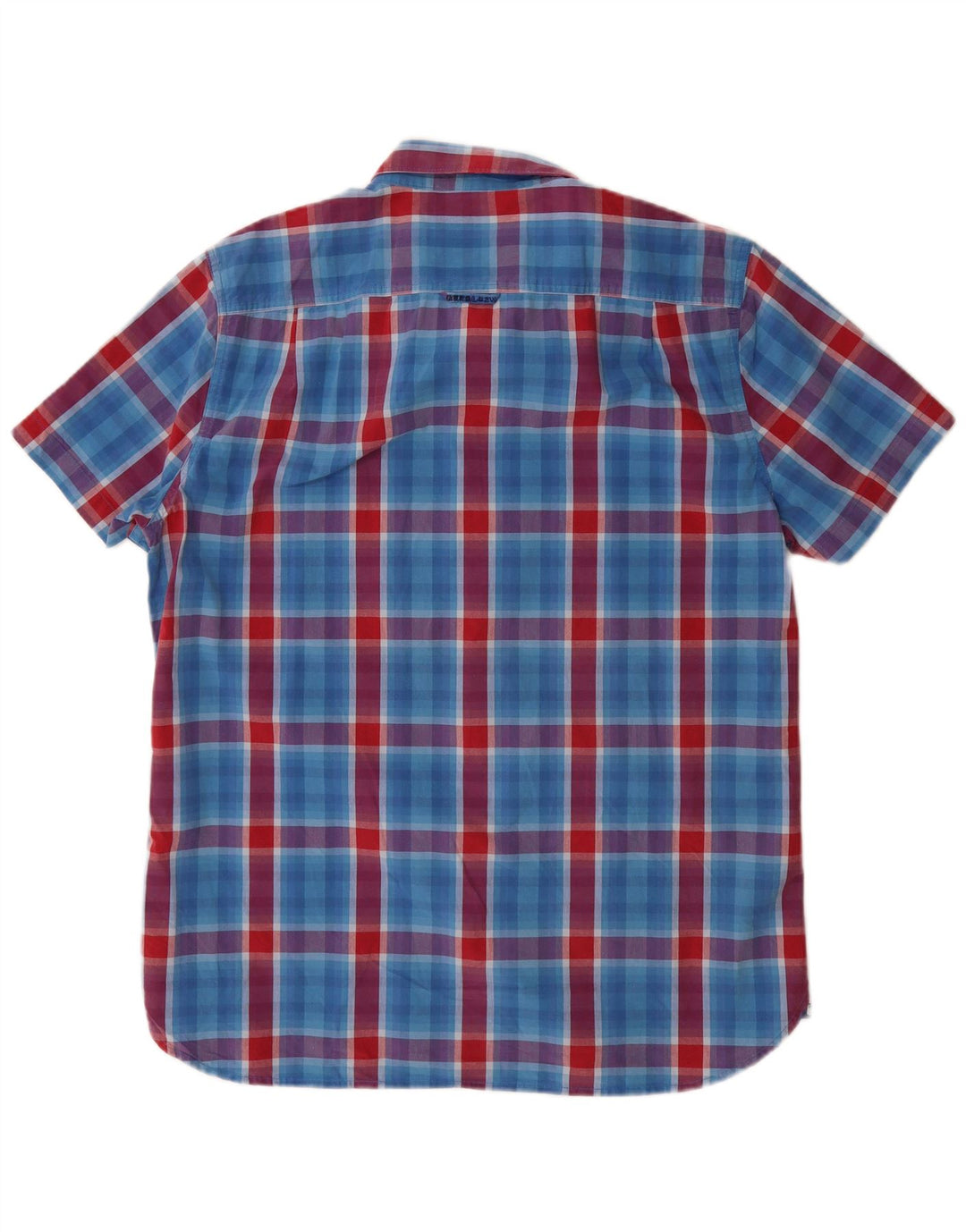 Superdry Mens Short Sleeve Shirt 2XL Blue Check Cotton