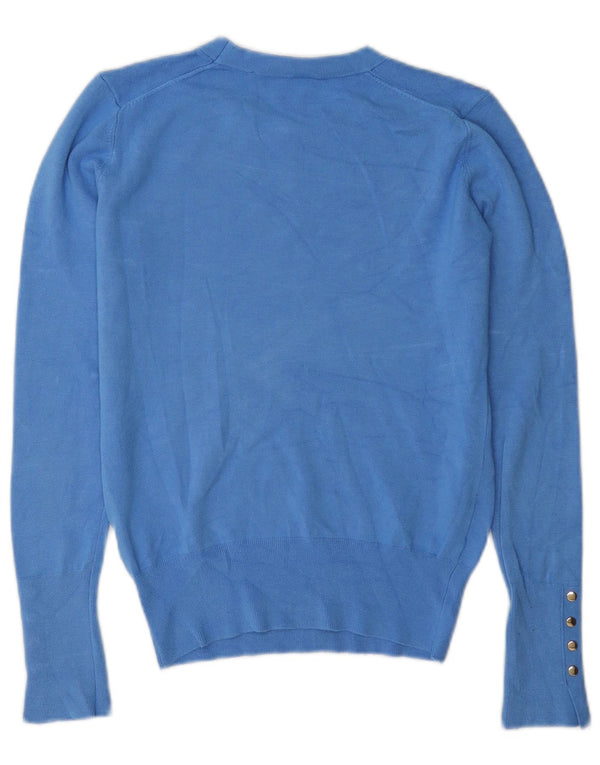 Zara Womens Crew Neck Jumper Sweater UK 10 Small Blue Viscose