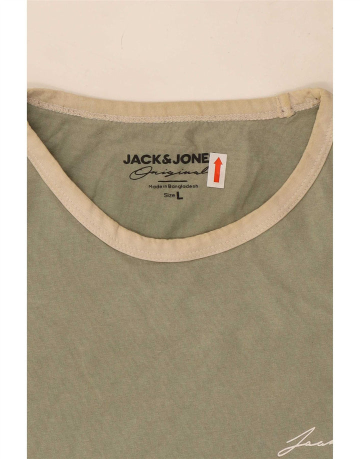 Jack & Jones Mens T-Shirt Top Large Green Cotton
