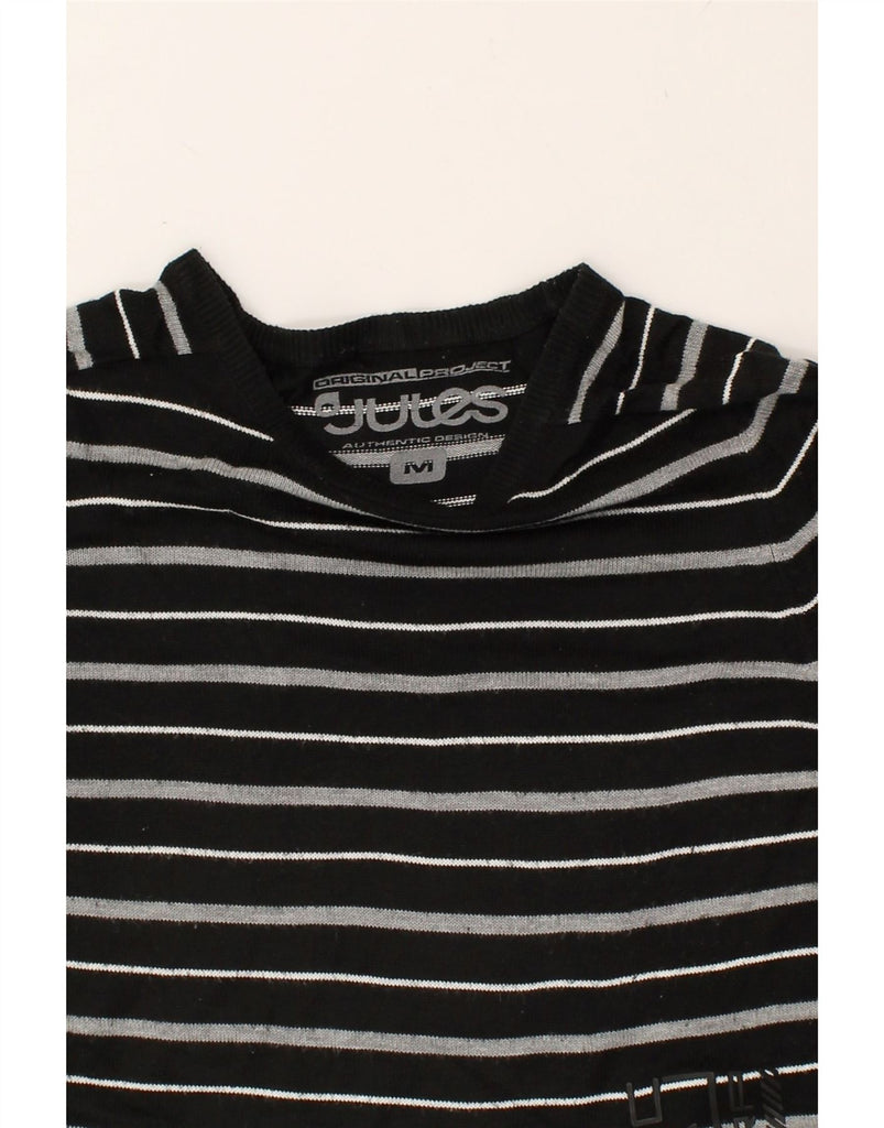 JULES Mens Graphic Crew Neck Jumper Sweater Medium Black Striped Acrylic | Vintage Jules | Thrift | Second-Hand Jules | Used Clothing | Messina Hembry 