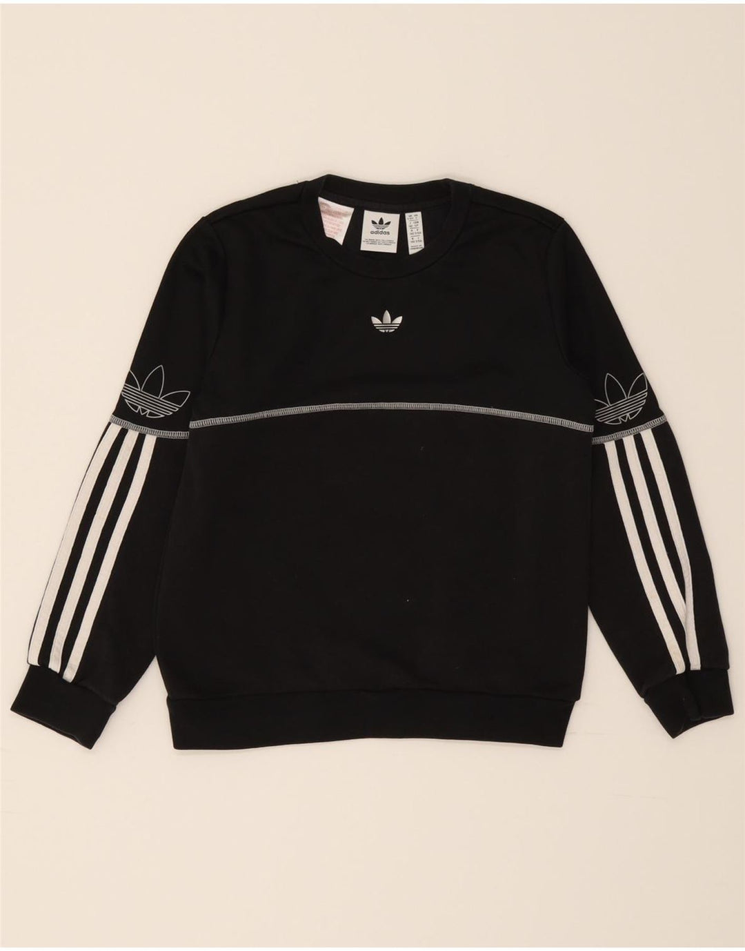 ADIDAS Boys Graphic Sweatshirt Jumper 9-10 Years Black Cotton Vintage Adidas and Second-Hand Adidas from Messina Hembry 