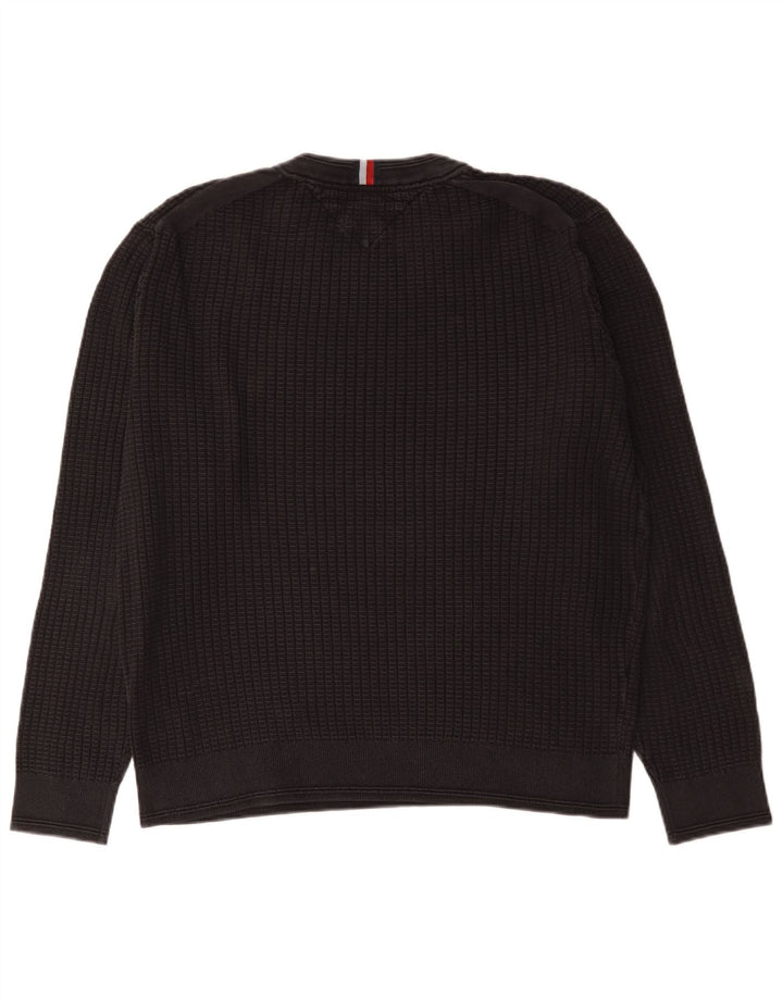 Tommy Hilfiger Mens Crew Neck Jumper Sweater Large Black Cotton