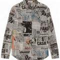 Desigual Womens Newspaper Graphic Shirt UK 14 Medium Multicoloured Cotton