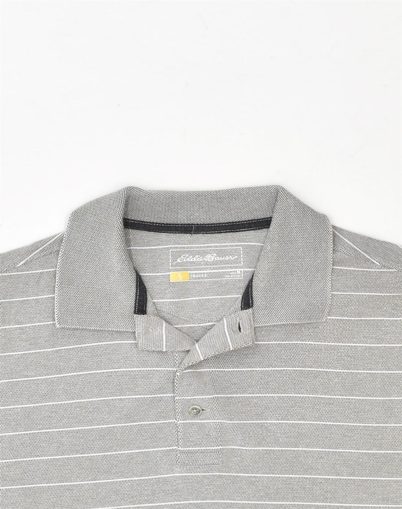 EDDIE BAUER Mens Polo Shirt Medium Grey Striped Cotton | Vintage Eddie Bauer | Thrift | Second-Hand Eddie Bauer | Used Clothing | Messina Hembry 