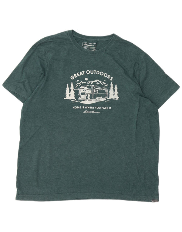 EDDIE BAUER Mens Graphic T-Shirt Top XL Green Cotton