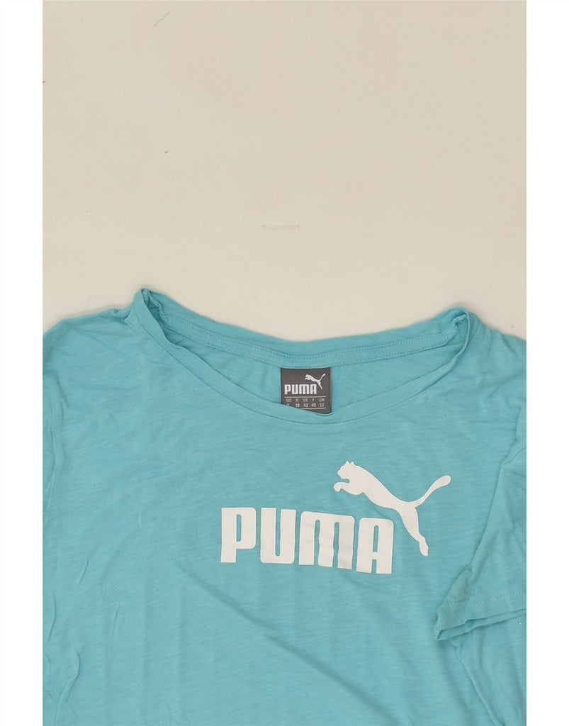 PUMA Womens Graphic T-Shirt Top UK 12 Medium Blue Cotton | Vintage Puma | Thrift | Second-Hand Puma | Used Clothing | Messina Hembry 