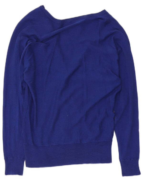 Ralph Lauren Womens Cardigan Sweater UK 12 Medium Blue Silk