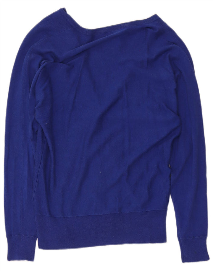 Ralph Lauren Womens Cardigan Sweater UK 12 Medium Blue Silk