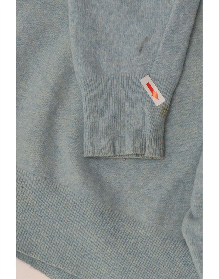Lacoste Mens Crew Neck Jumper Sweater Size 3 Small Blue Lambswool