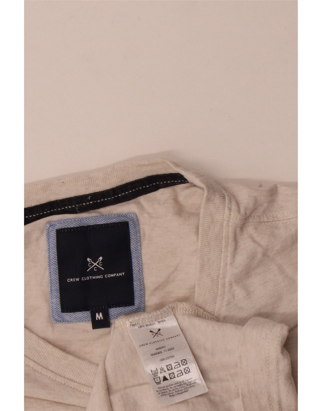 Crew Clothing Mens T-Shirt Top Medium Beige Flecked Cotton