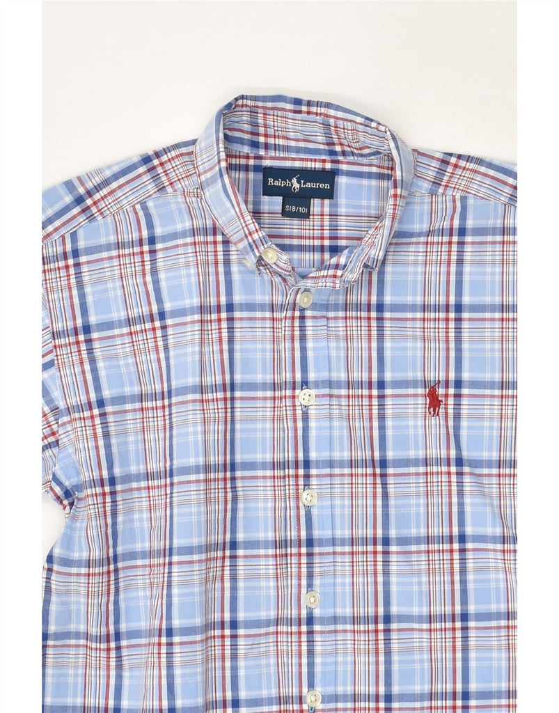 POLO RALPH LAUREN Boys Short Sleeve Shirt 8-9 Years Small Blue Check | Vintage Polo Ralph Lauren | Thrift | Second-Hand Polo Ralph Lauren | Used Clothing | Messina Hembry 