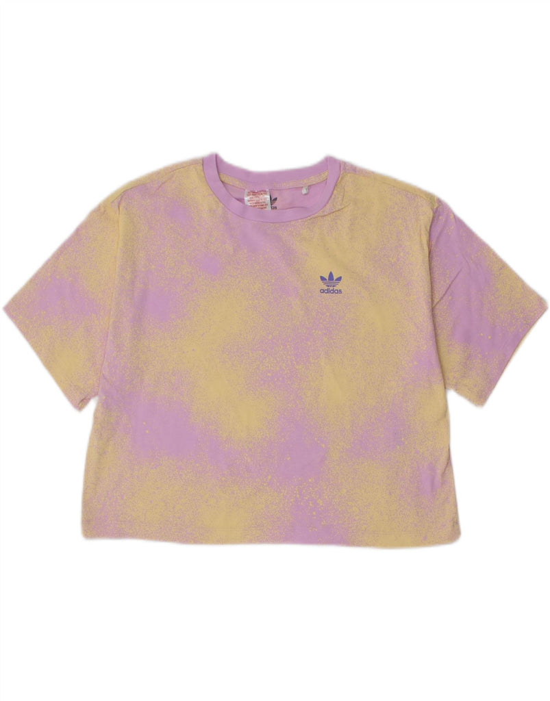 ADIDAS Girls Crop T-Shirt Top 14-15 Years Pink Tie Dye Polyester Vintage Adidas and Second-Hand Adidas from Messina Hembry 