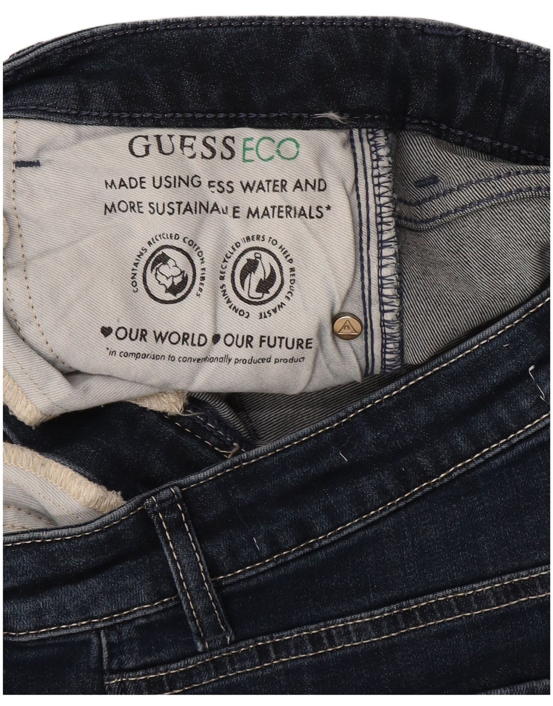 GUESS Womens Eco Straight Jeans W28 L27 Navy Blue Cotton