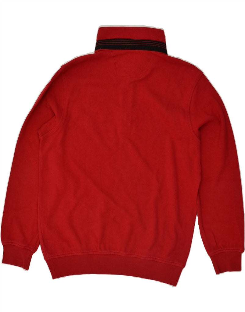 VINTAGE Mens Zip Neck Jumper Sweater Medium Red Cotton Vintage Vintage and Second-Hand Vintage from Messina Hembry 