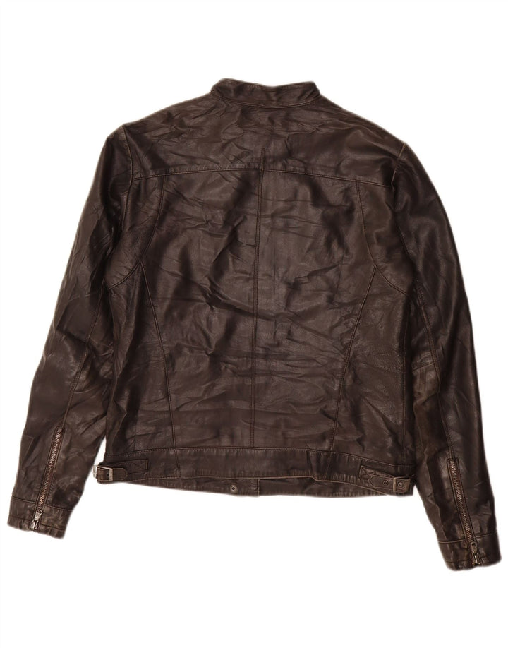Bata and More Womens Leather Jacket IT 46 Large Brown Leather