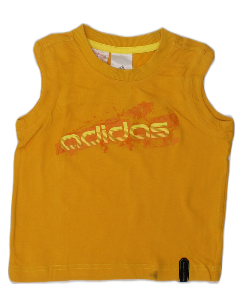 ADIDAS Boys Graphic Vest Top 3-4 Years Yellow Cotton | Vintage Adidas | Thrift | Second-Hand Adidas | Used Clothing | Messina Hembry 