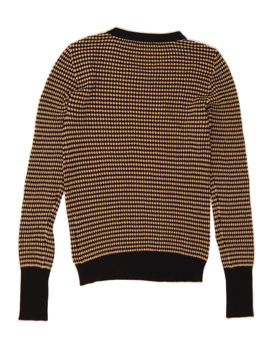 ZARA Womens Crew Neck Jumper Sweater UK 12 Medium Brown Geometric Viscose Vintage Zara and Second-Hand Zara from Messina Hembry 