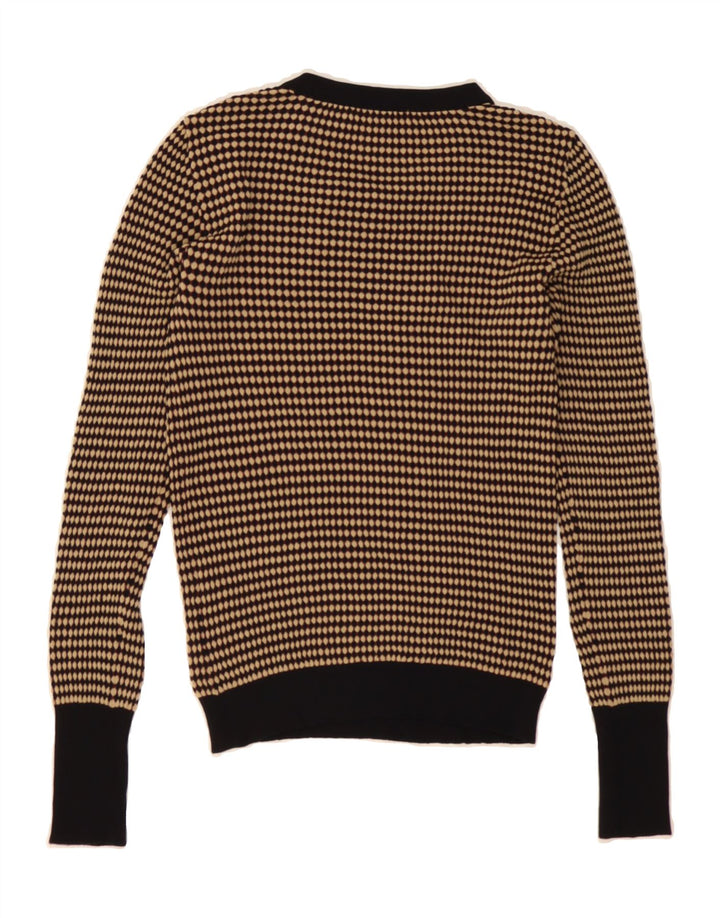 ZARA Womens Crew Neck Jumper Sweater UK 12 Medium Brown Geometric Viscose Vintage Zara and Second-Hand Zara from Messina Hembry 