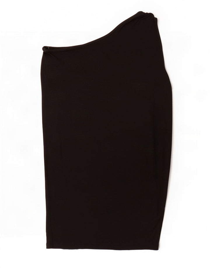 Topshop Womens One Shoulder Dress UK 12 Medium Black Viscose