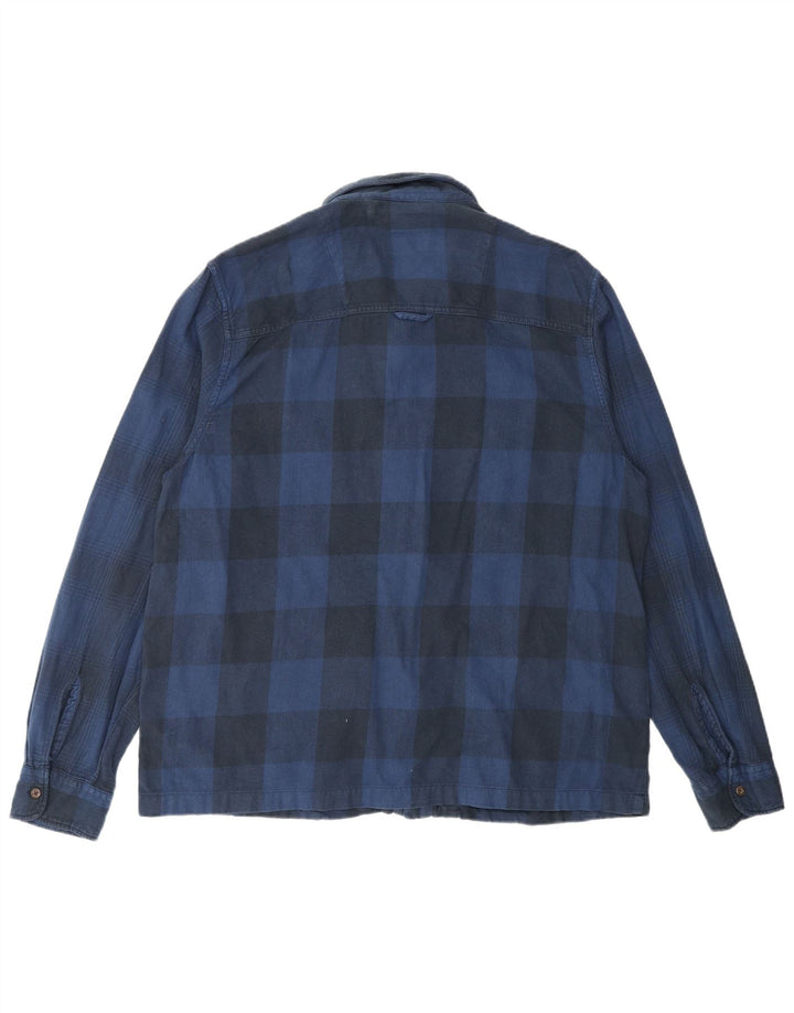 Superdry Mens Flannel Shirt 2XL Navy Blue Check Cotton