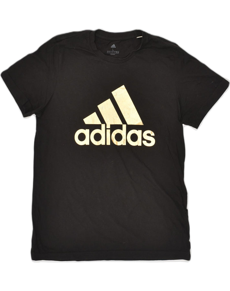 ADIDAS Mens Slim Graphic T-Shirt Top Large Black Cotton | Vintage Adidas | Thrift | Second-Hand Adidas | Used Clothing | Messina Hembry 