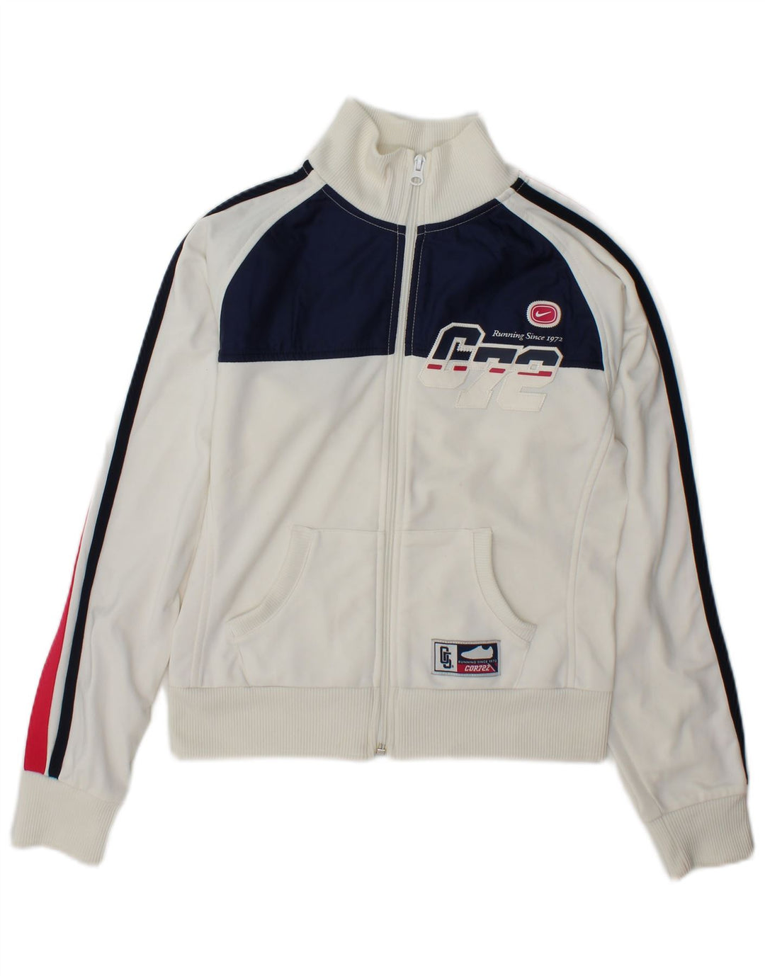 Nike Womens Graphic Tracksuit Top Jacket UK 8/10 Small White Colourblock