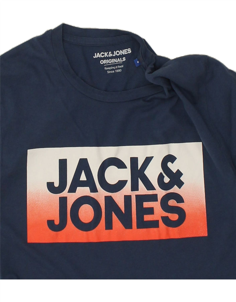 JACK & JONES Mens Graphic T-Shirt Top Small Navy Blue Cotton | Vintage Jack & Jones | Thrift | Second-Hand Jack & Jones | Used Clothing | Messina Hembry 