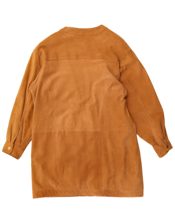 YORN Womens Oversized Suede Overcoat EU 40 Medium Beige Leather