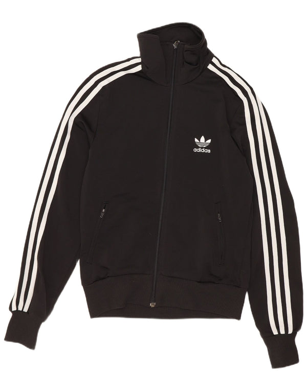 Adidas Womens Graphic Tracksuit Top Jacket EU 36 Small Black Polyester