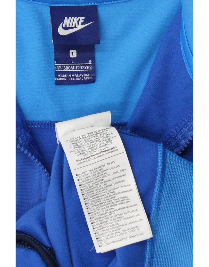 NIKE Boys Tracksuit Top Jacket 12-13 Years Large Blue Colourblock